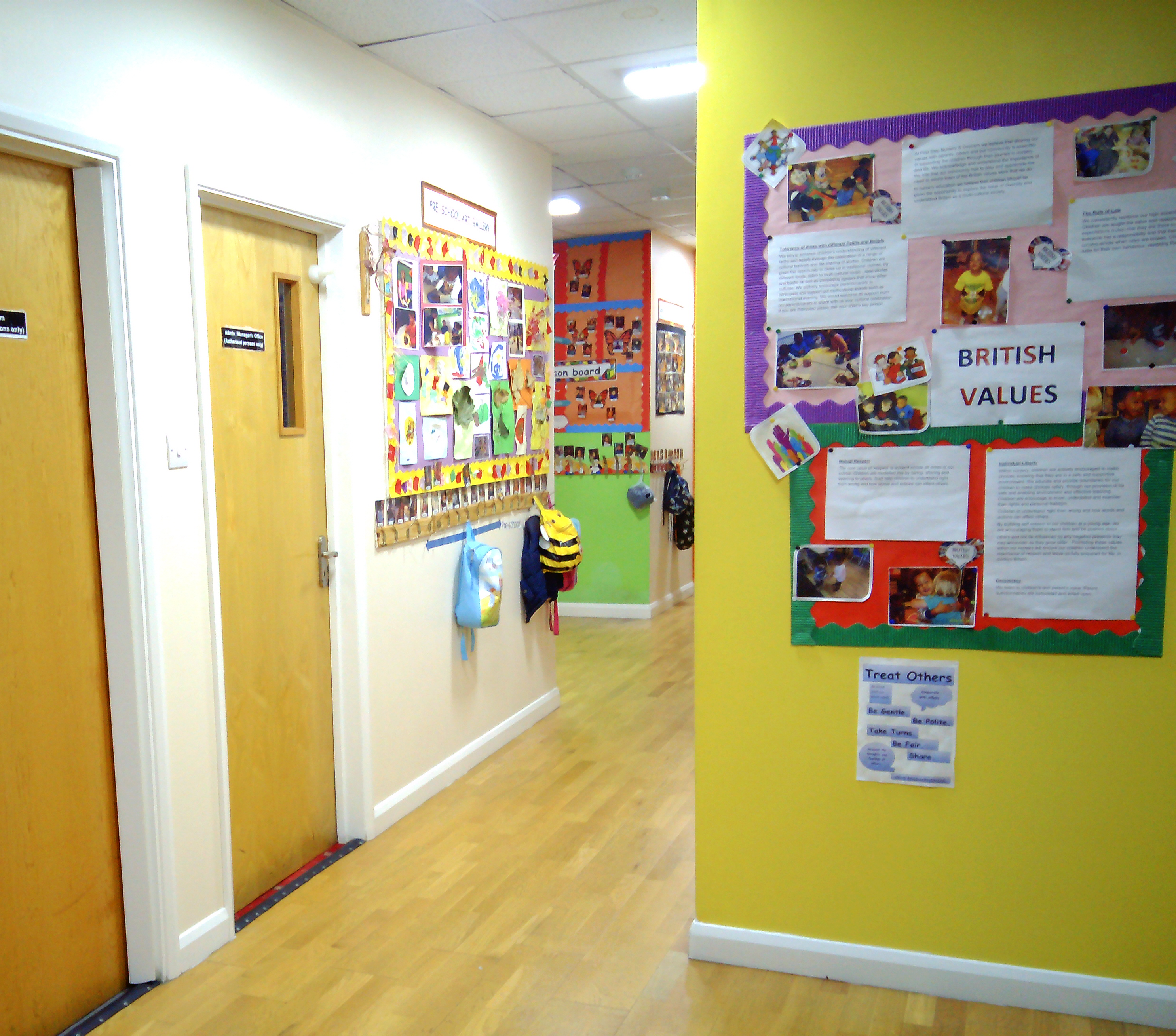 Friendly nursery welcome scene