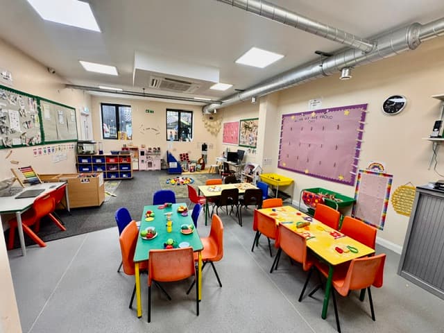 Bright First Step Nursery room prepared for children's learning and play